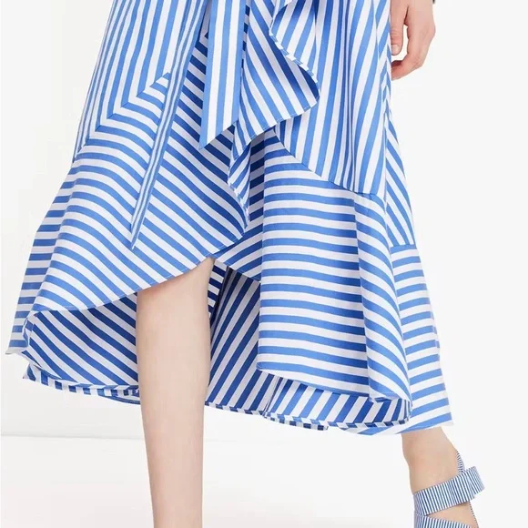 Kate Spade Blue and White JULIA STRIPE WRAP DRESS Long Sleeve Dress